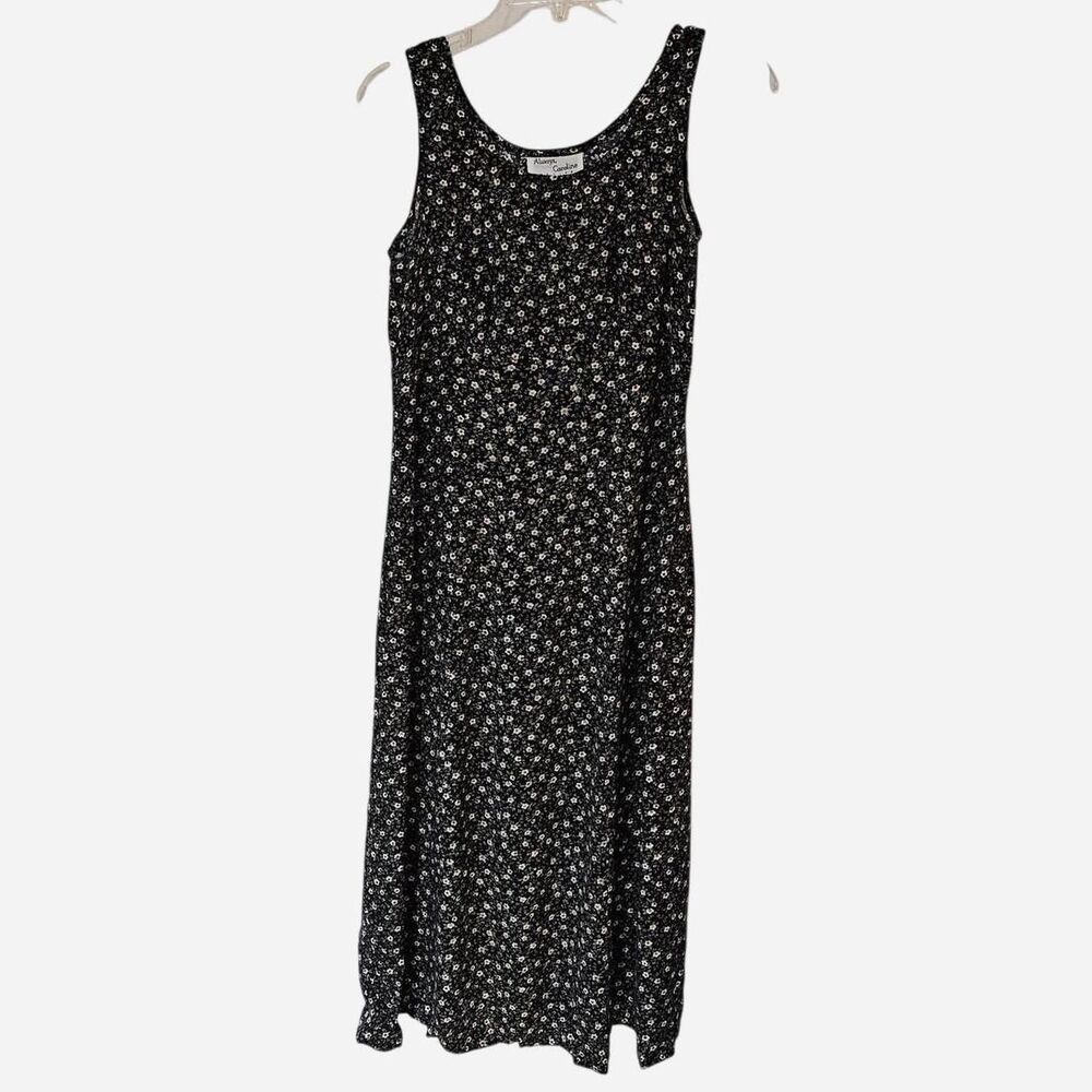 90s cottagecore grunge black floral maxi dress